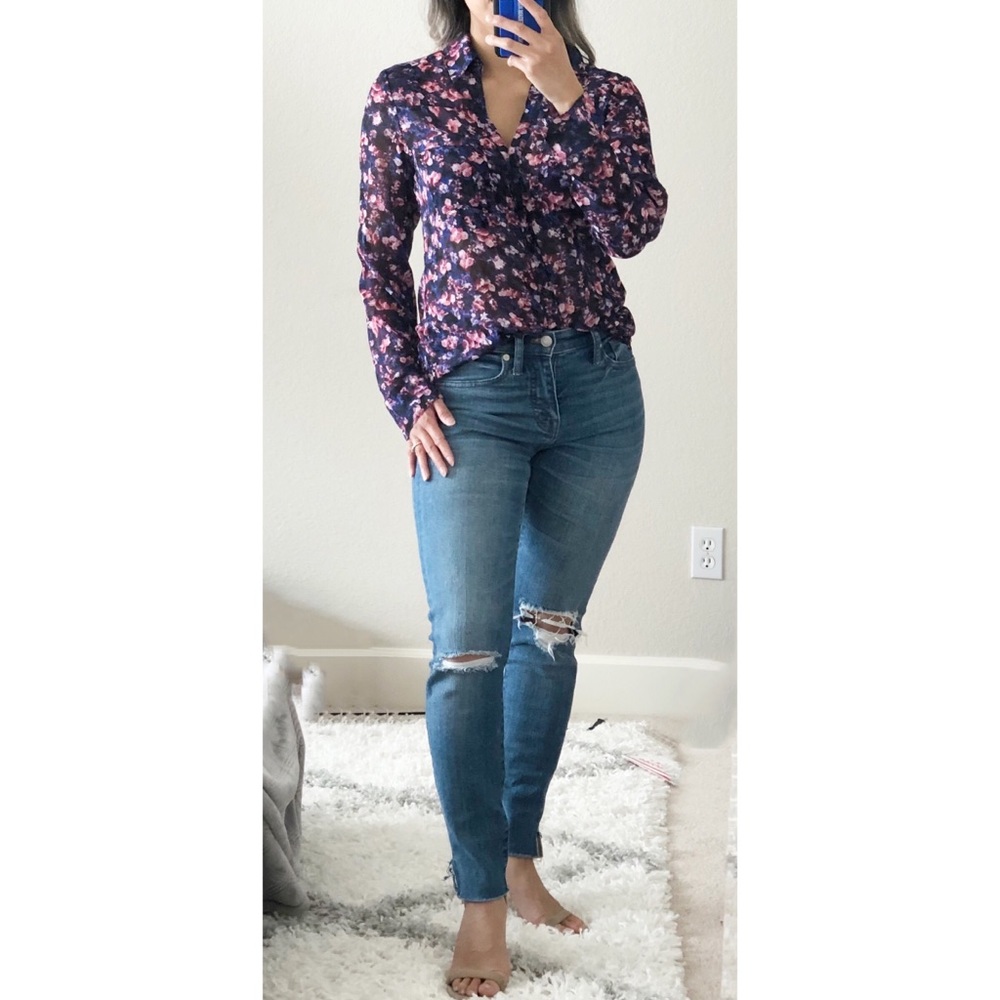 Express Floral Portofino Shirt XS
